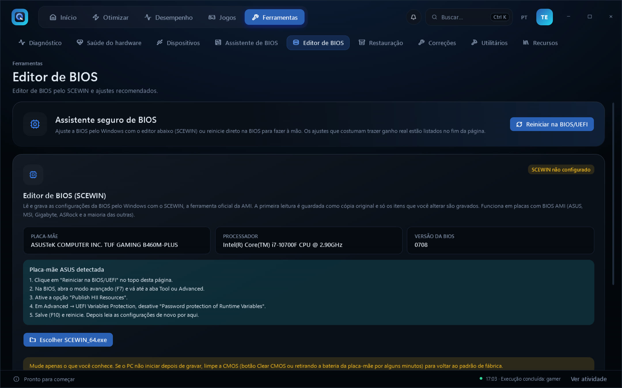 Editor de BIOS pelo SCEWIN